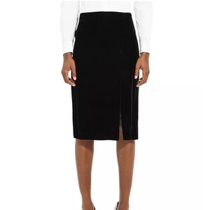 THEORY Velvet Midi Skirt In Black/Dark Brown - 6